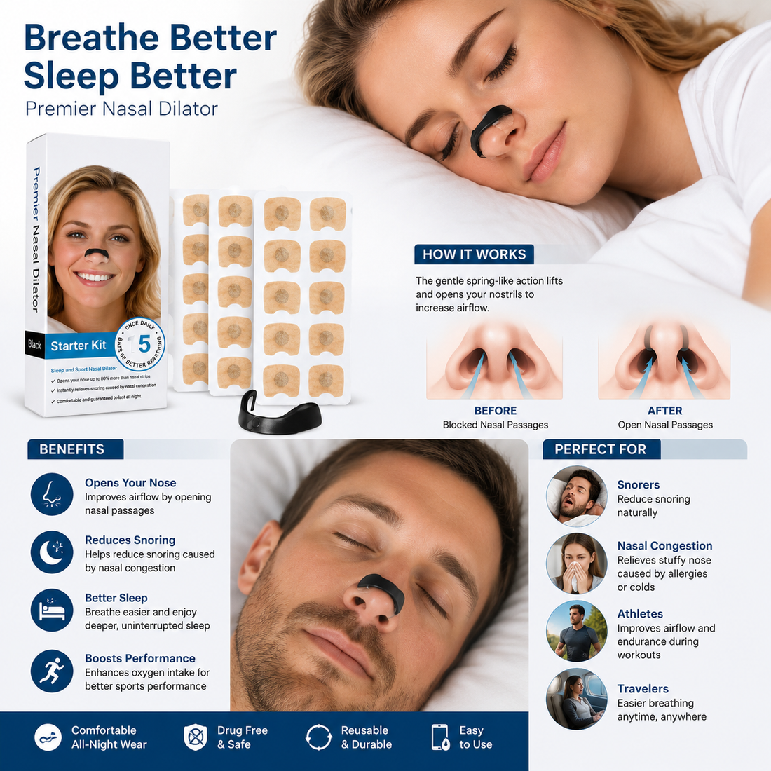 Nasal Dilator Strip – Better Breathing, Better Sleep & Snoring Relief